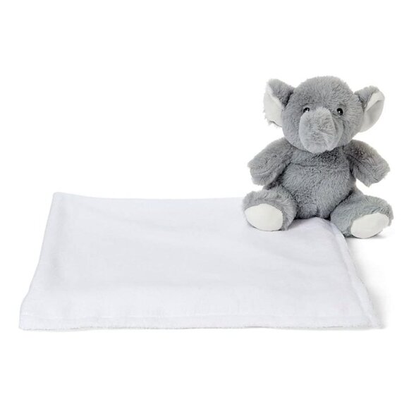 Grey Elephant Plush Toy and White Stroller Blanket - Picture 2 of 2